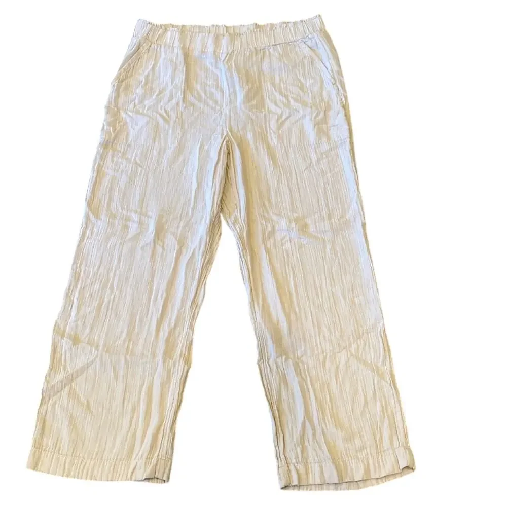 NWT GAP Women's Mid Rise Gauze Wide Leg Pull On Pant Beige Size XL - Picture 2 of 10